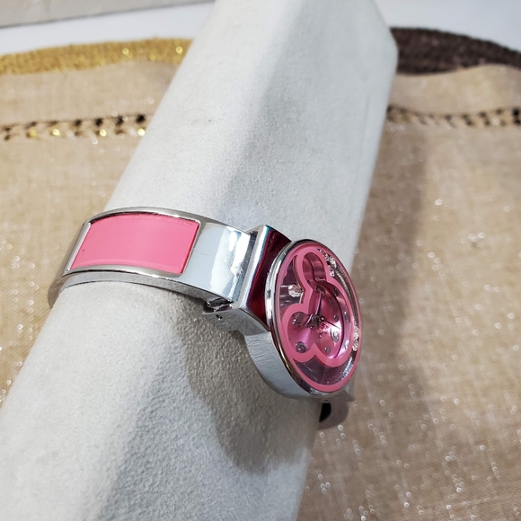 Pink Bracelet Style Watch w/ Gemstones - Picture 3 of 4